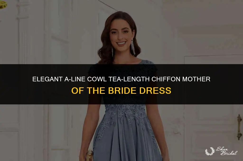 a-line cowl tea-length chiffon mother of the bride dress