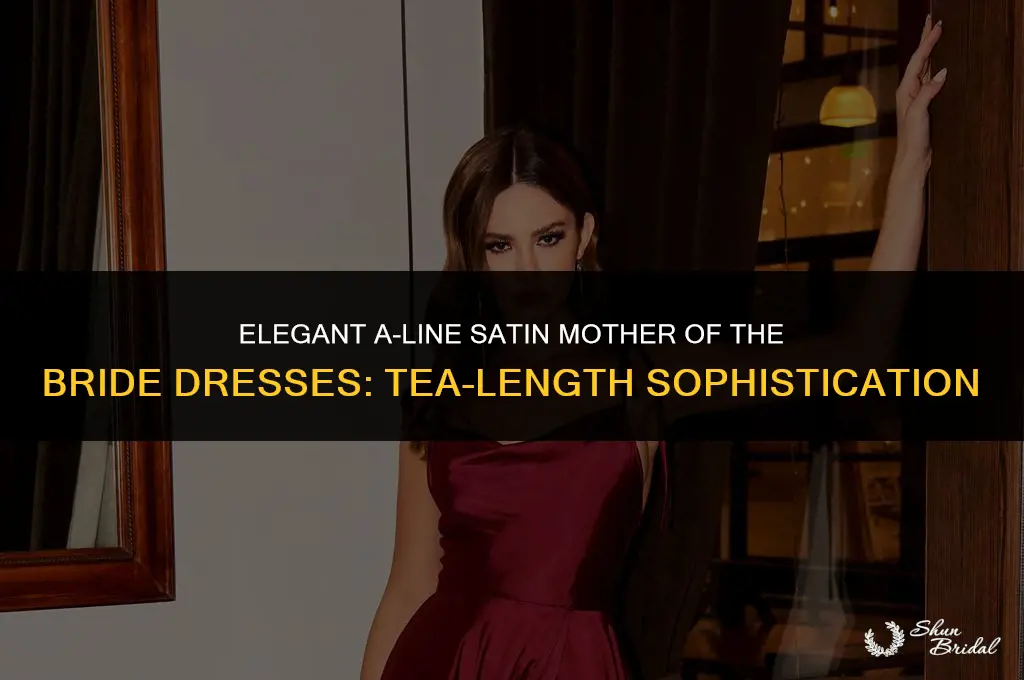 a-line scoop tea-length satin mother of the bride dresses