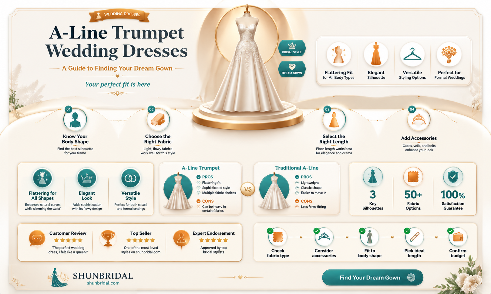 a-line trumpet wedding dresses