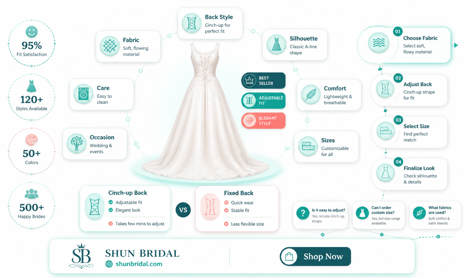 a-line wedding dress with cinch-up back