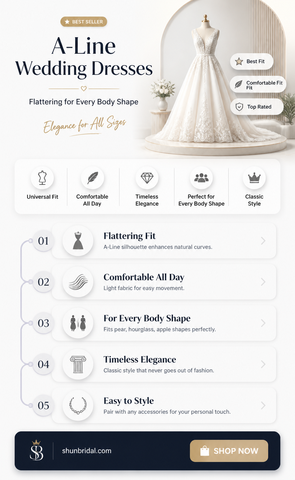 are a line wedding dresses flattering