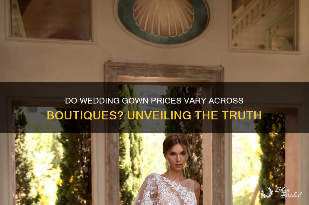are wedding gowns the same price at every boutique