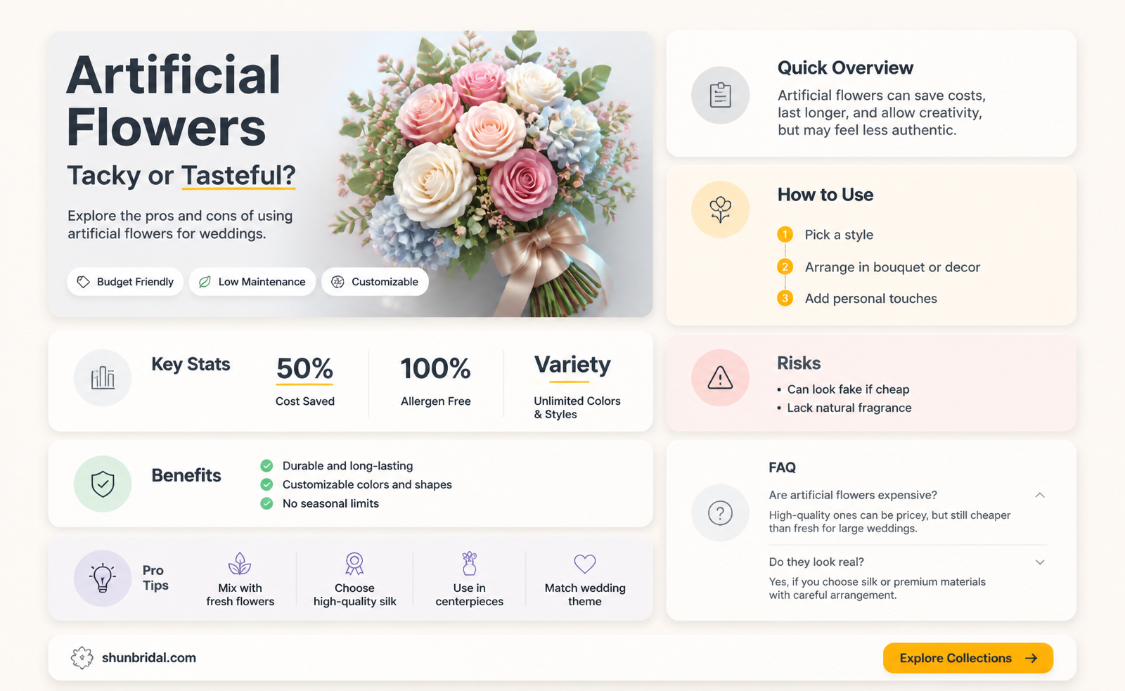 are artificial flowers tacky for a wedding