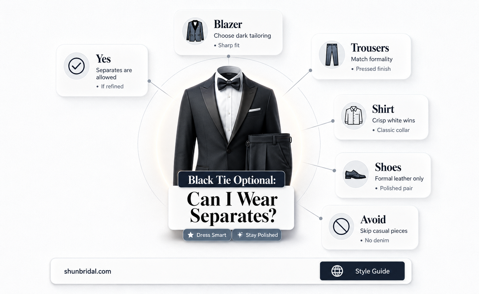 are separates appropriate for black tie optional wedding