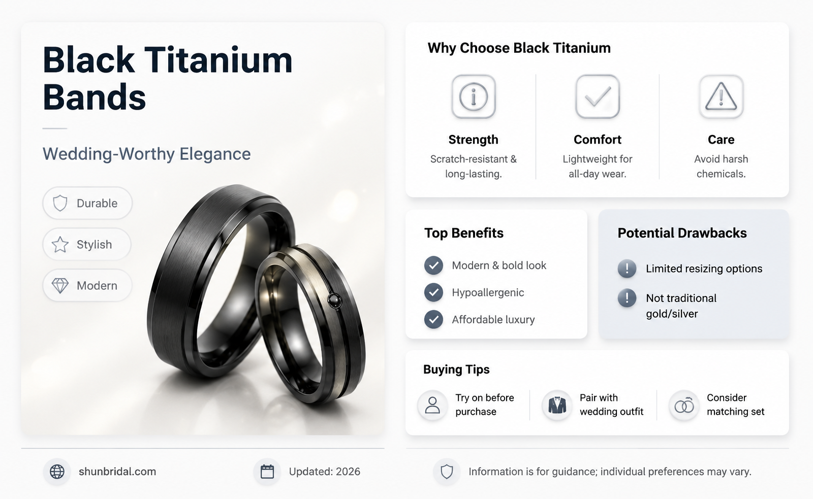 are black titanium wedding bands okay to use