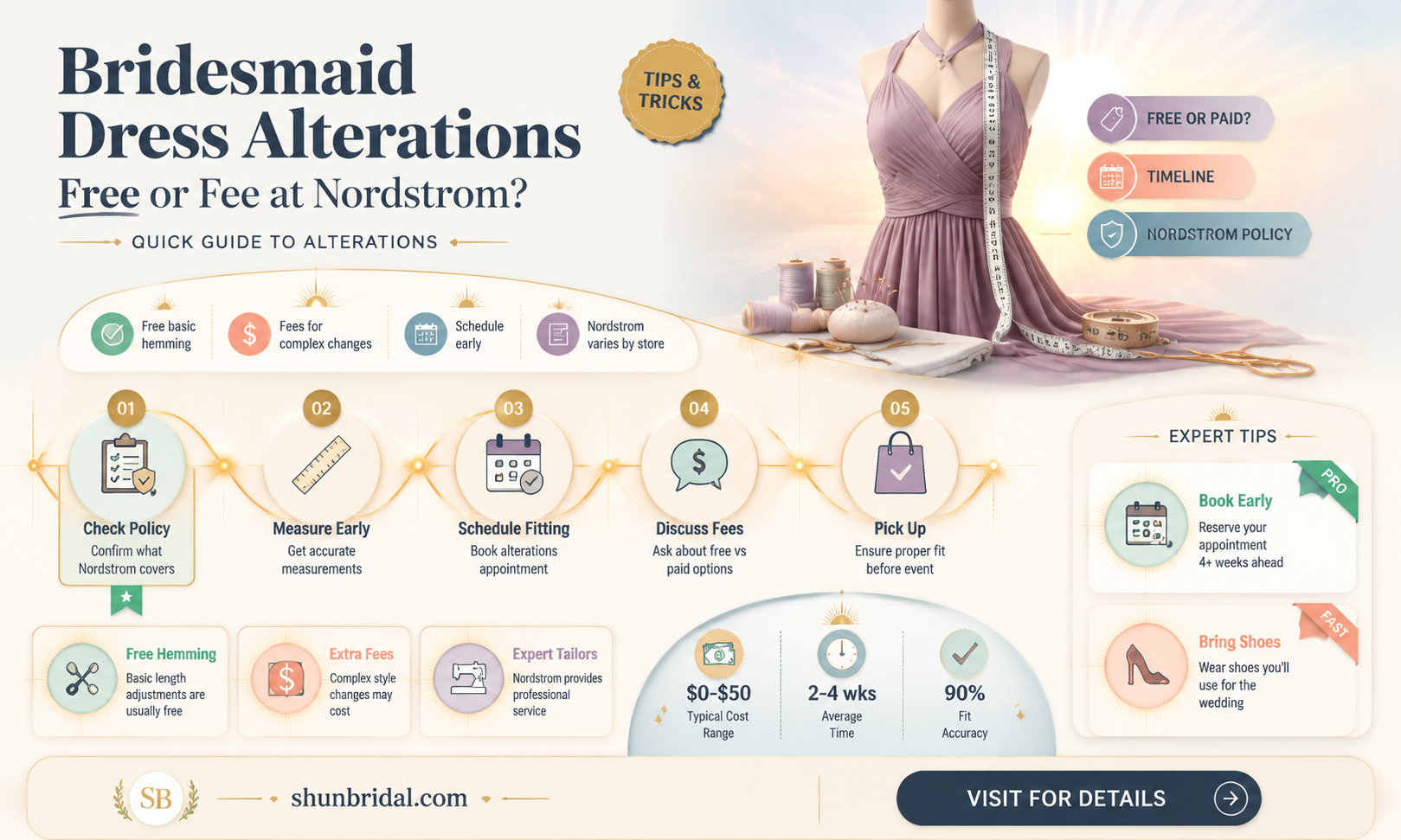 are bridesmaids dress alterations free at nordstrom