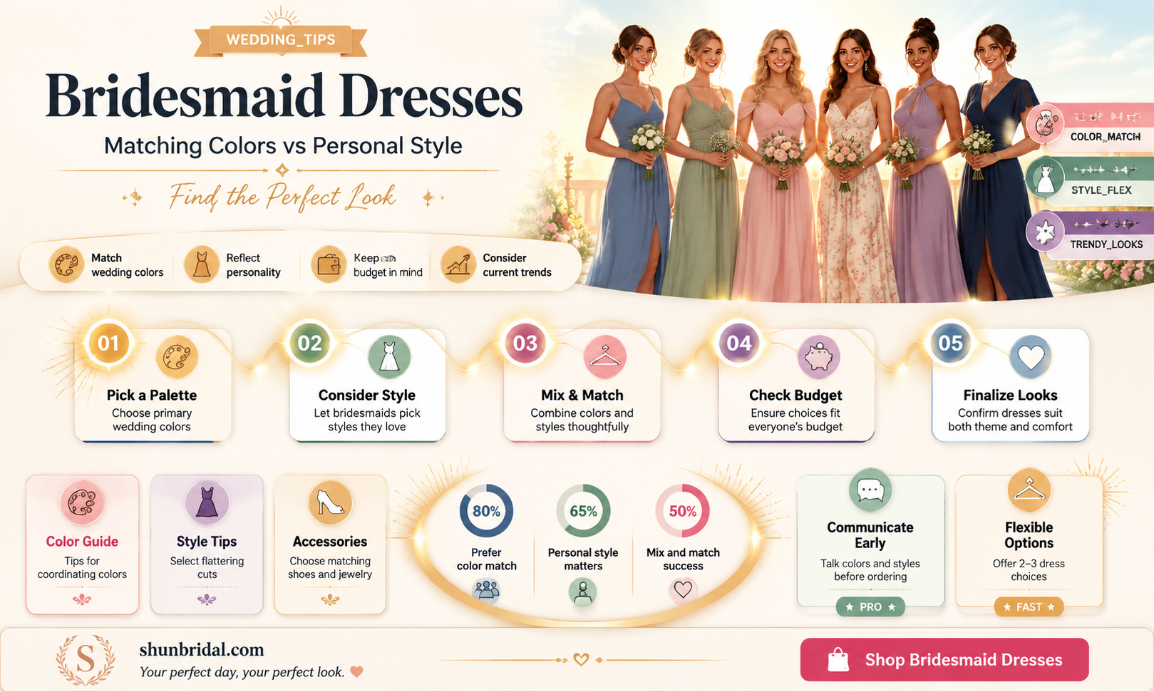 are bridesmaid dresses supposed to match the wedding colors