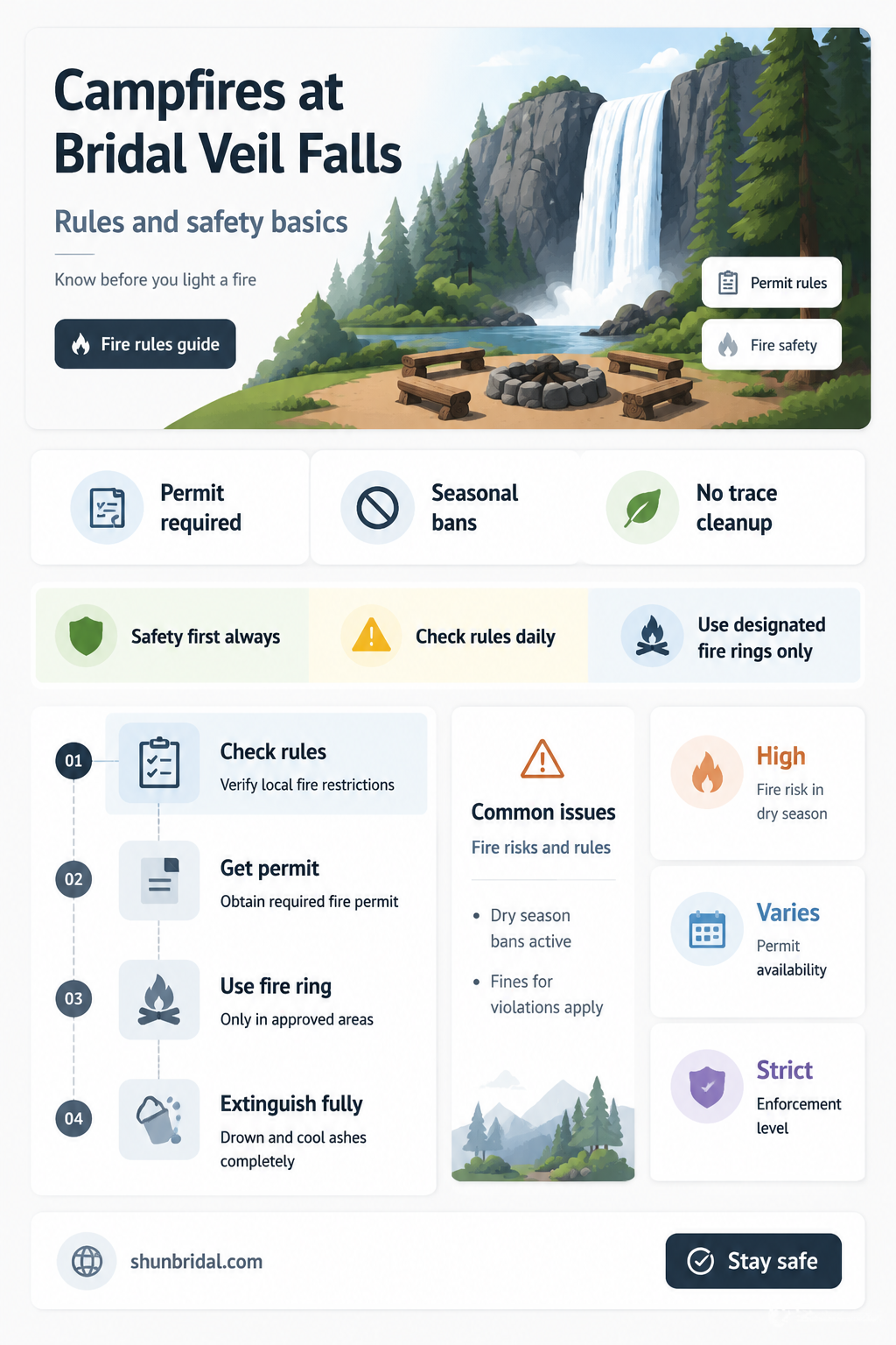 are there campfires at bridal veil falls