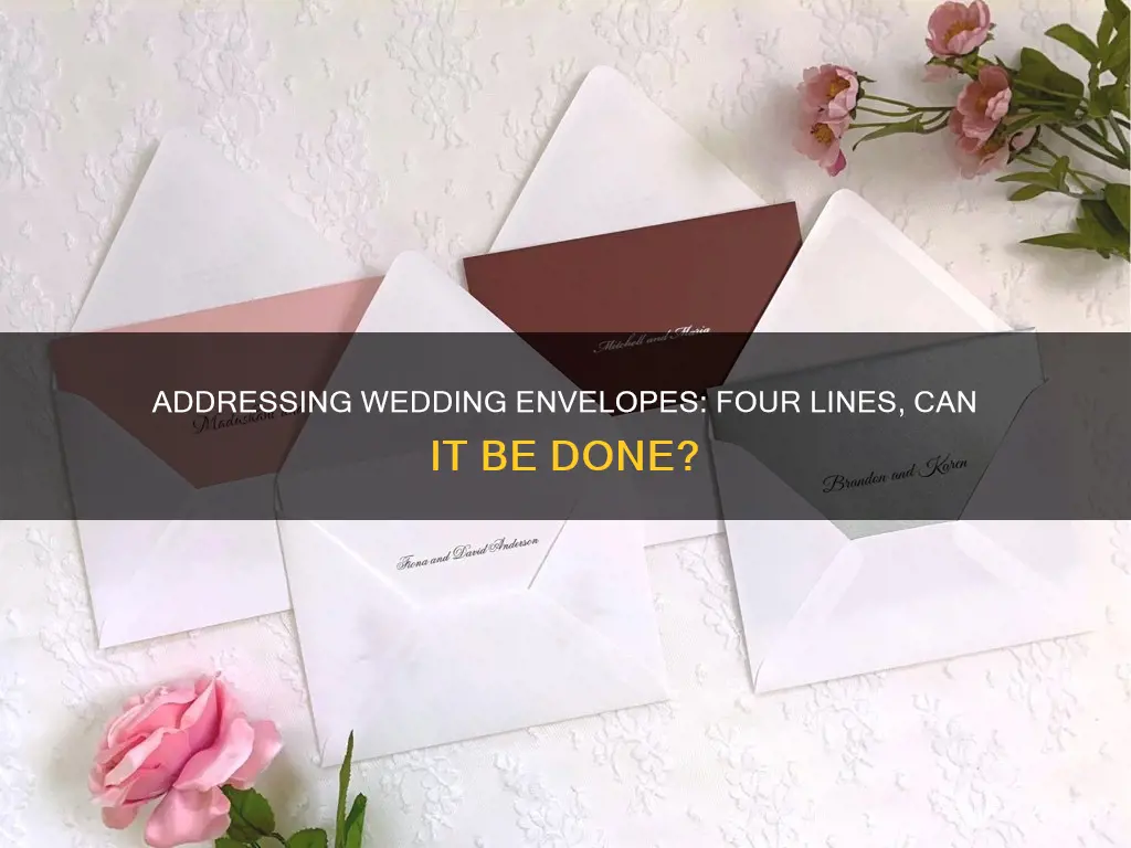 can a wedding envelope be addressed with four lines