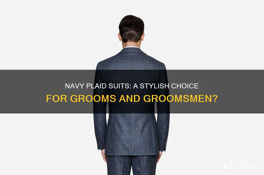 can groom and groomsmen wear navy plaid suits