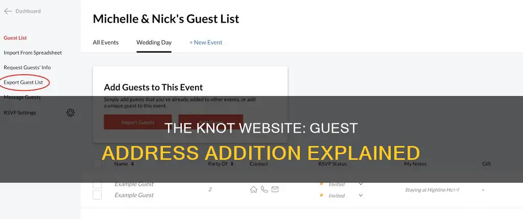 can guests add their addresses to the knot wedding website