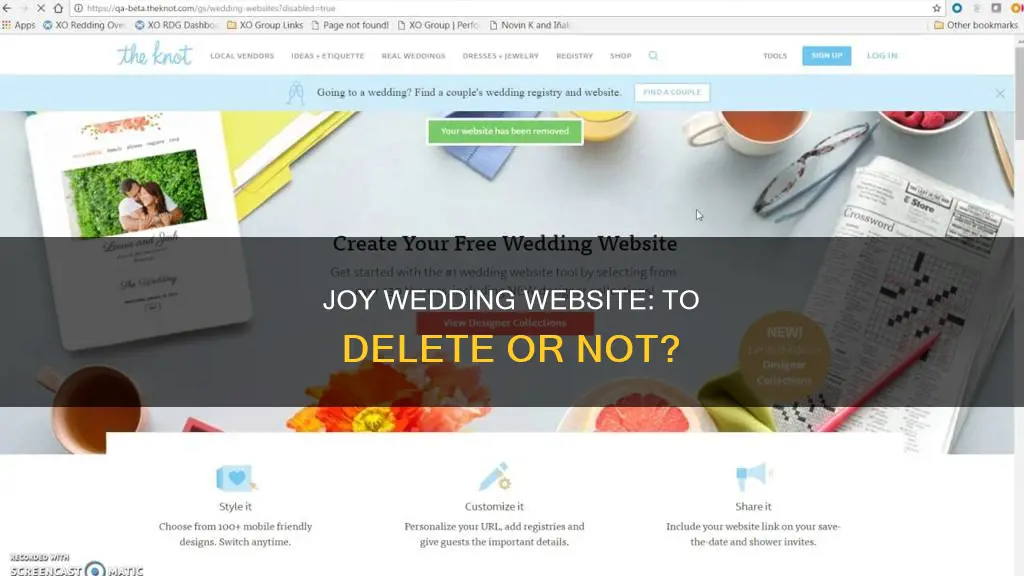 can I delete my joy wedding website