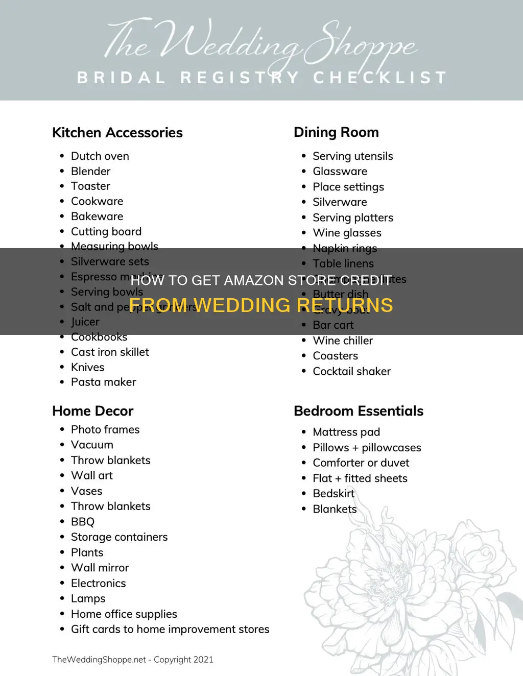 can I get amazon store credit from wedding registry returns