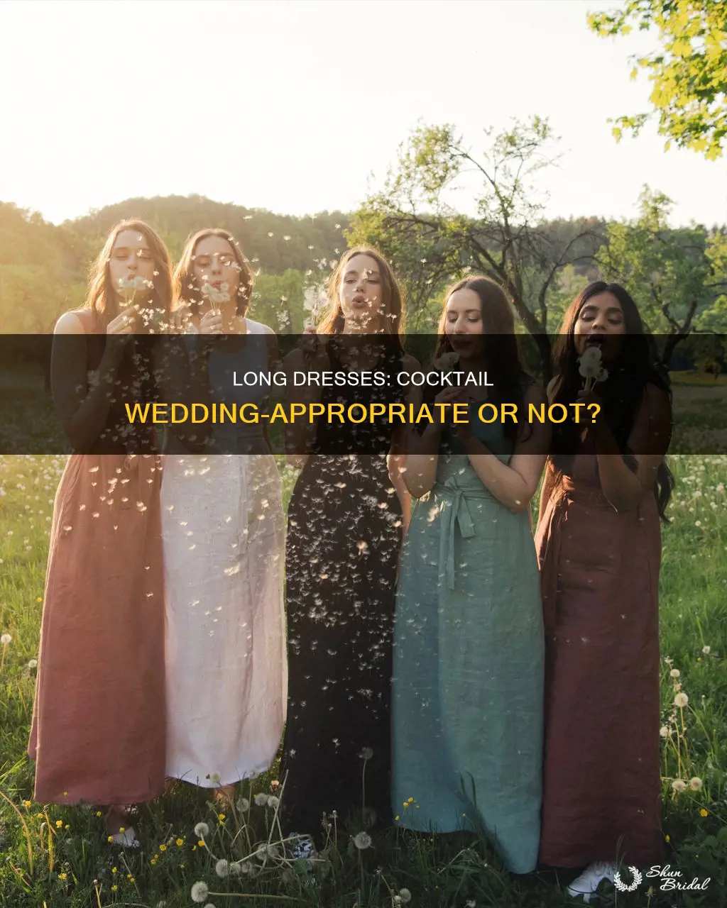 can I wear a long dress to a cocktail wedding