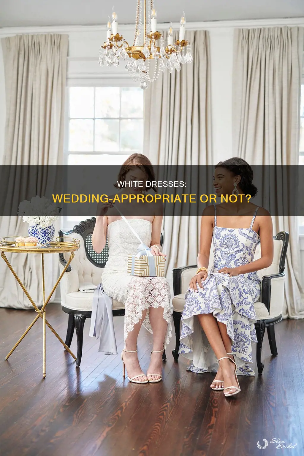 can I wear white patterned dress to wedding
