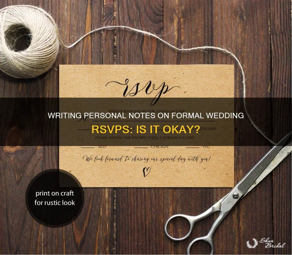 can I write a personal note on formal wedding rsvp