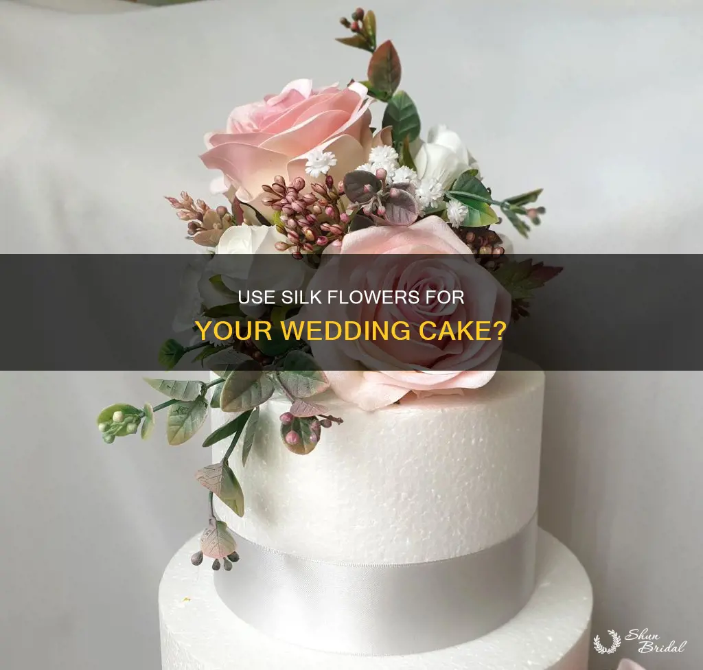 can silk flowers be used on a wedding cake