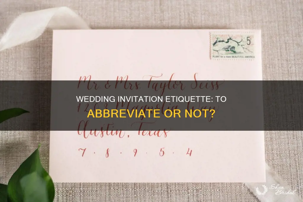 can you abbreviate on wedding invitations