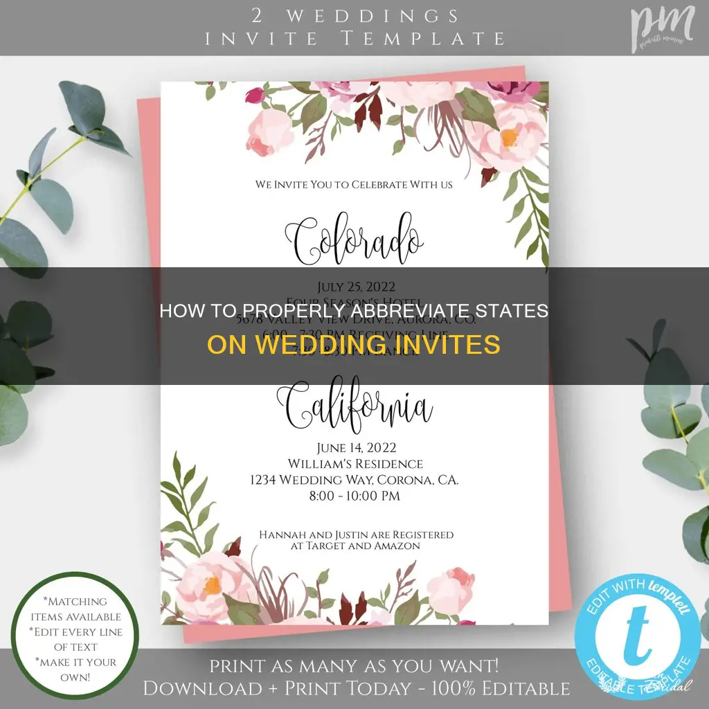 can you abbreviate states on wedding invitations