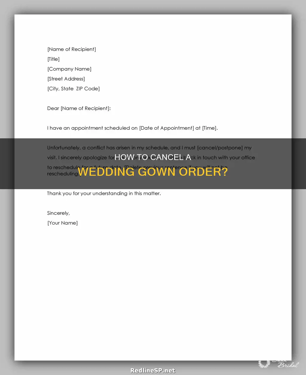 can you cancel a wedding gown order