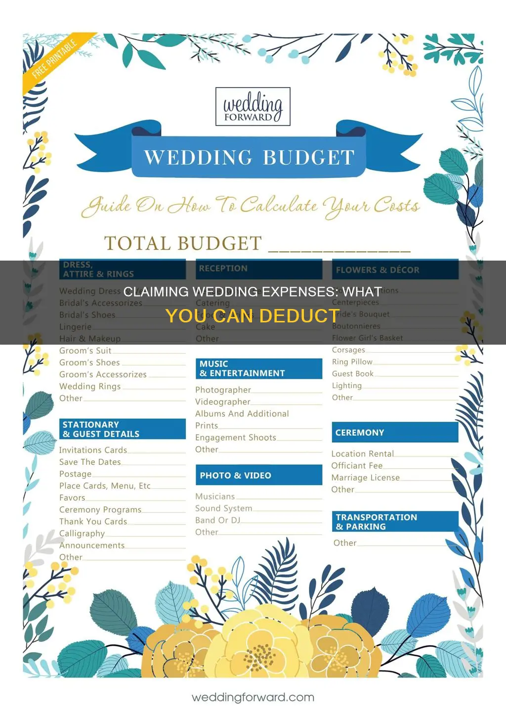 can you claim wedding expenses