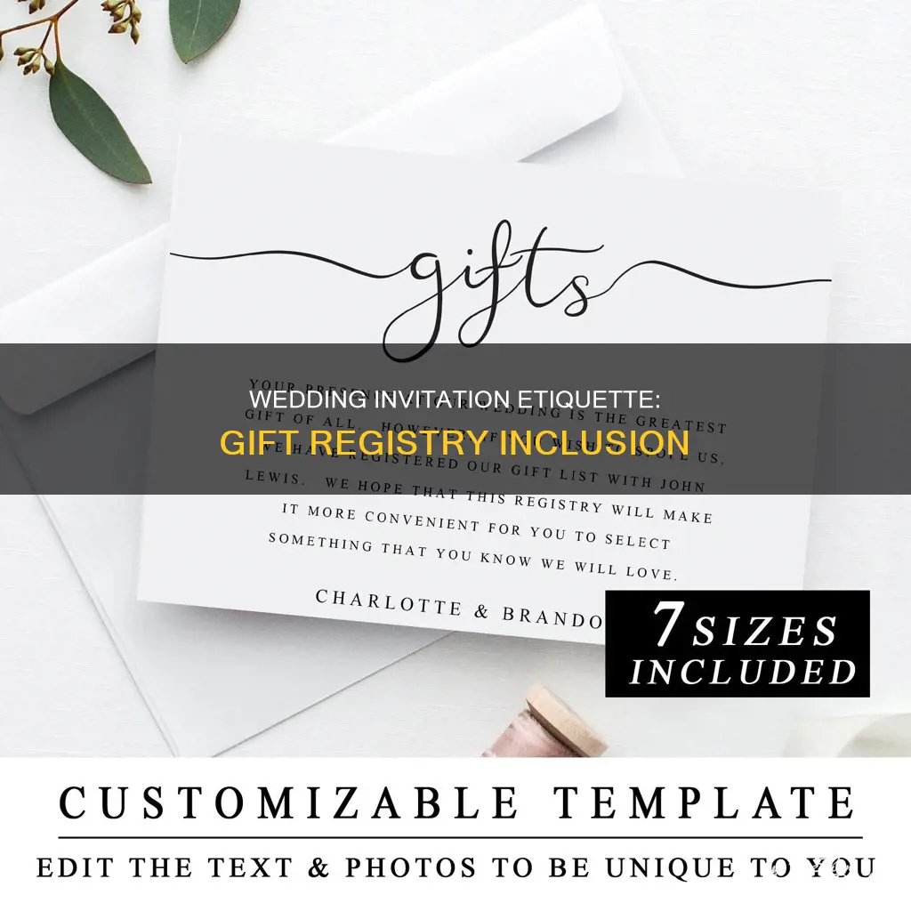 can you put gift registry on wedding invitation