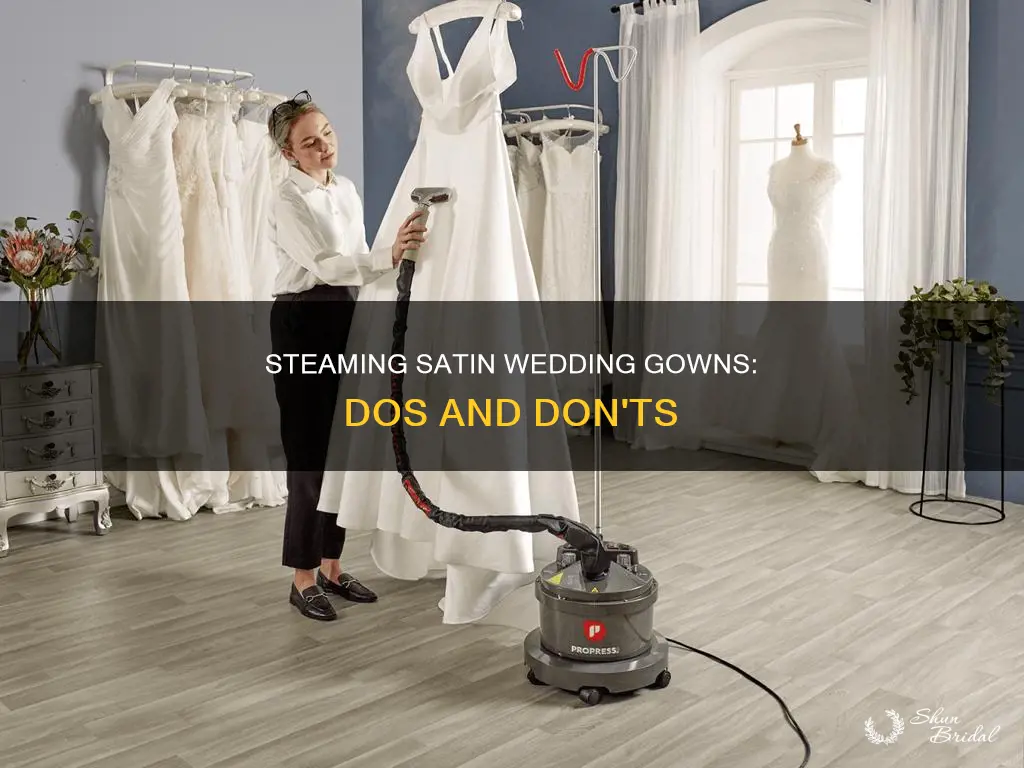 can you steam a satin wedding dress