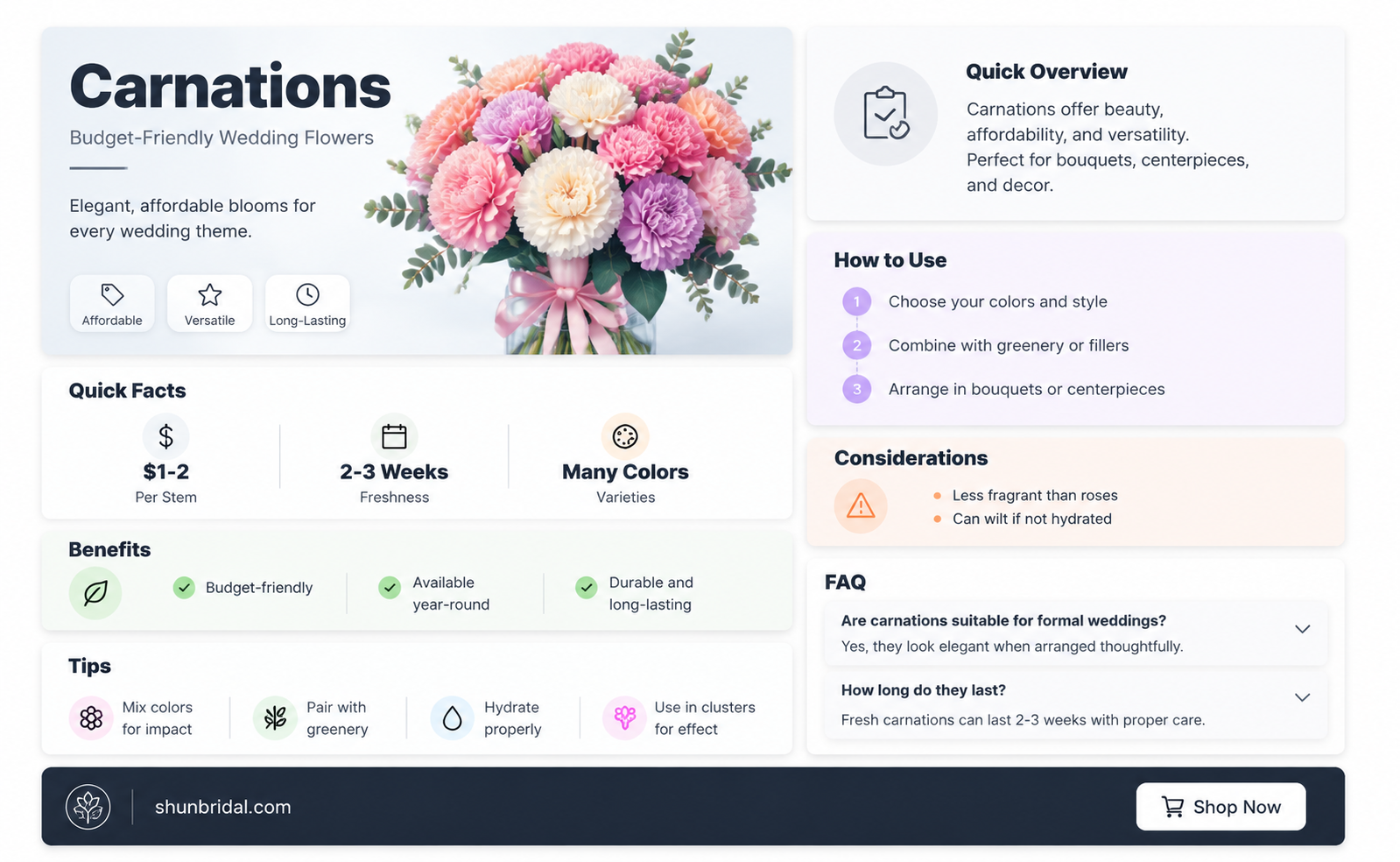 are carnations ok for wedding