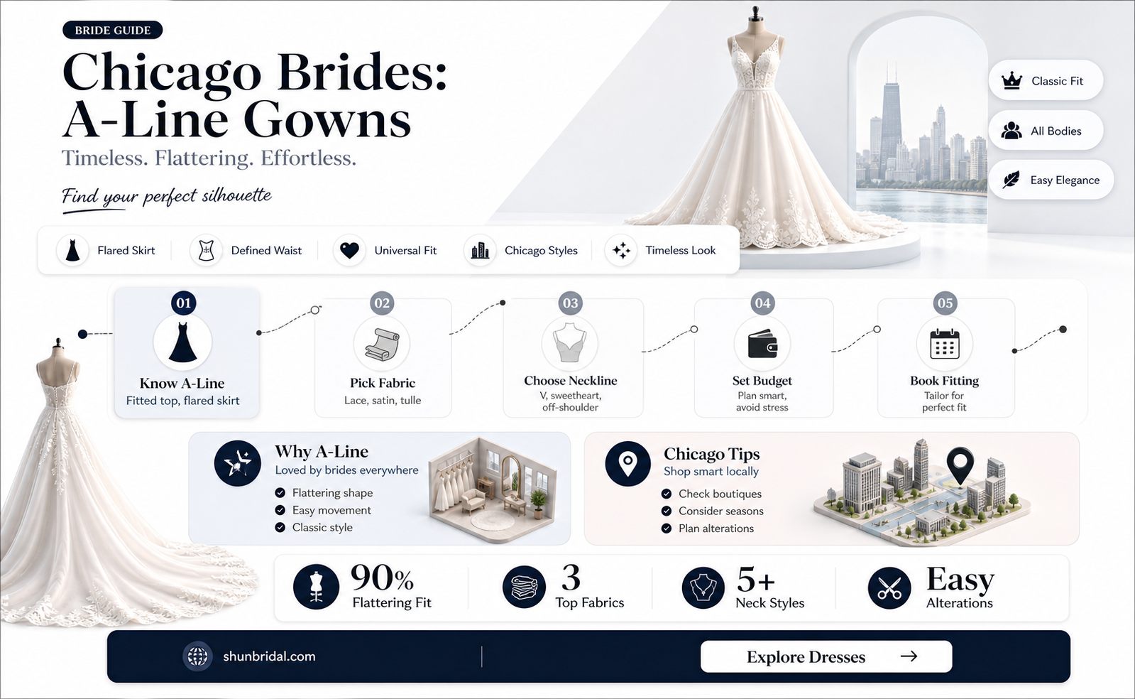 a-line wedding dresses chicago