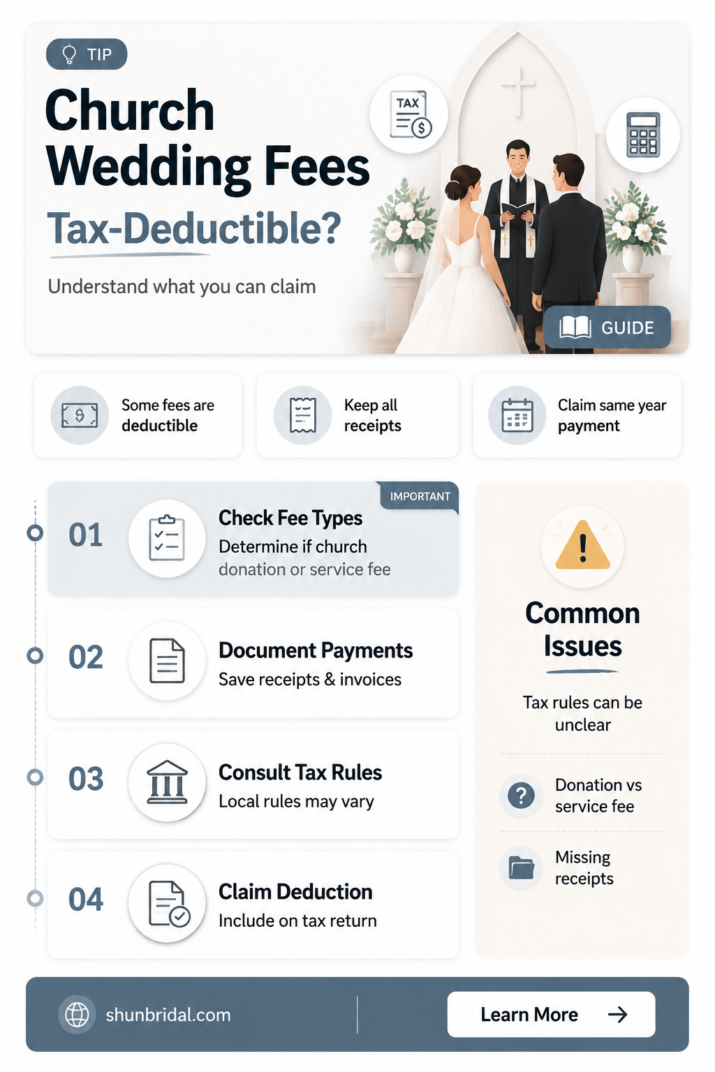 are church wedding fees tax deductible