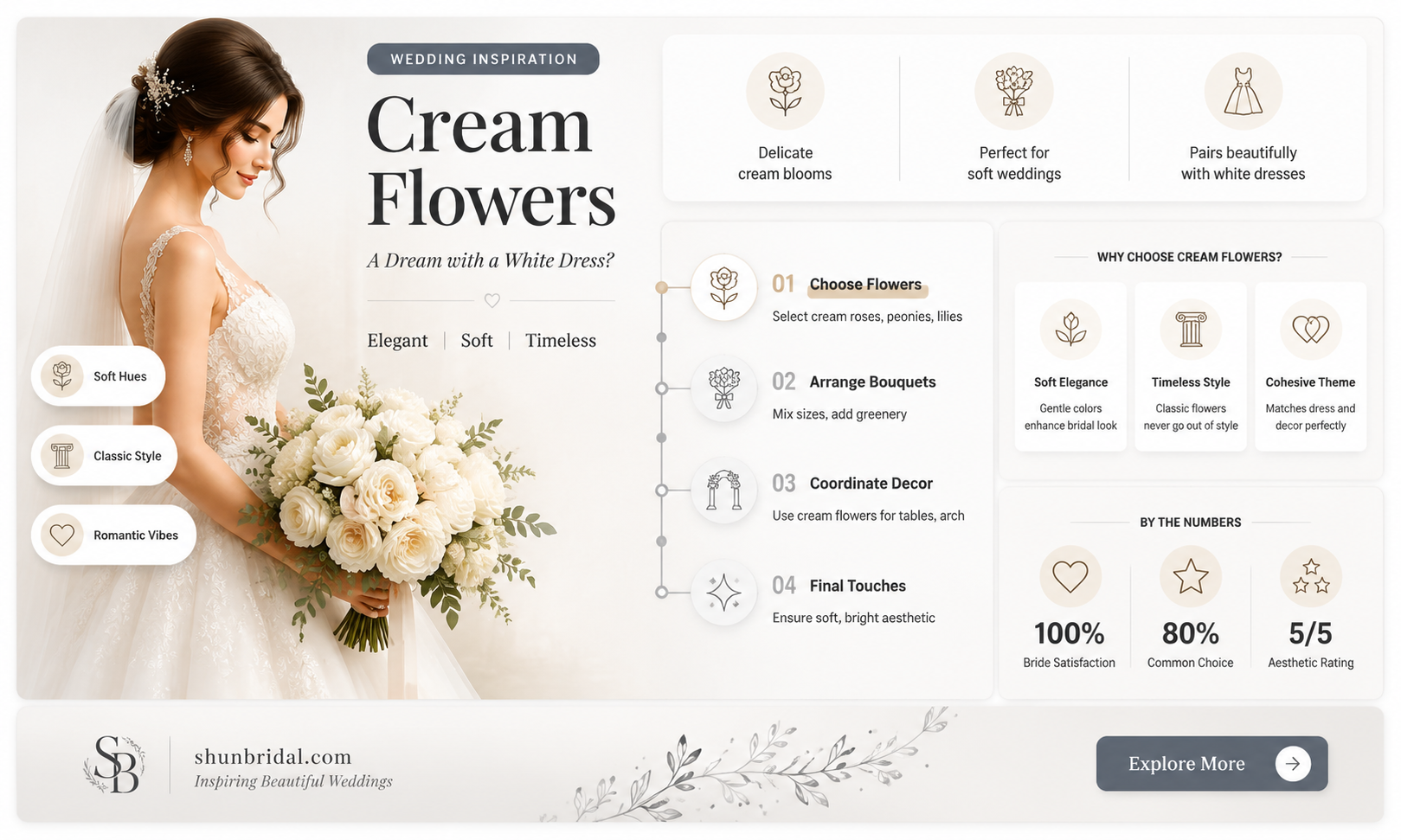 are cream color flowers ok with a white wedding dress