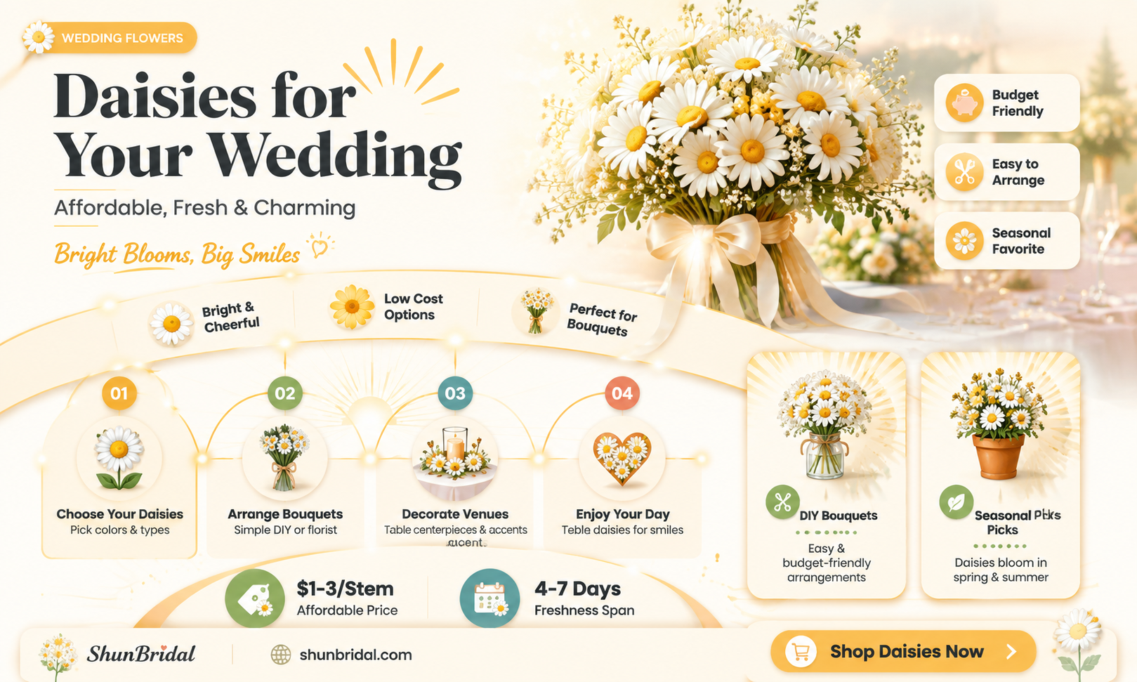 are daisies expensive wedding flowers