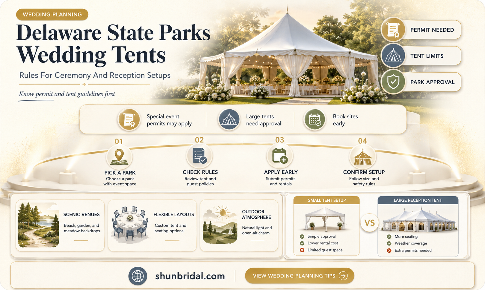 are tents allowed in delaware state parks for weddings