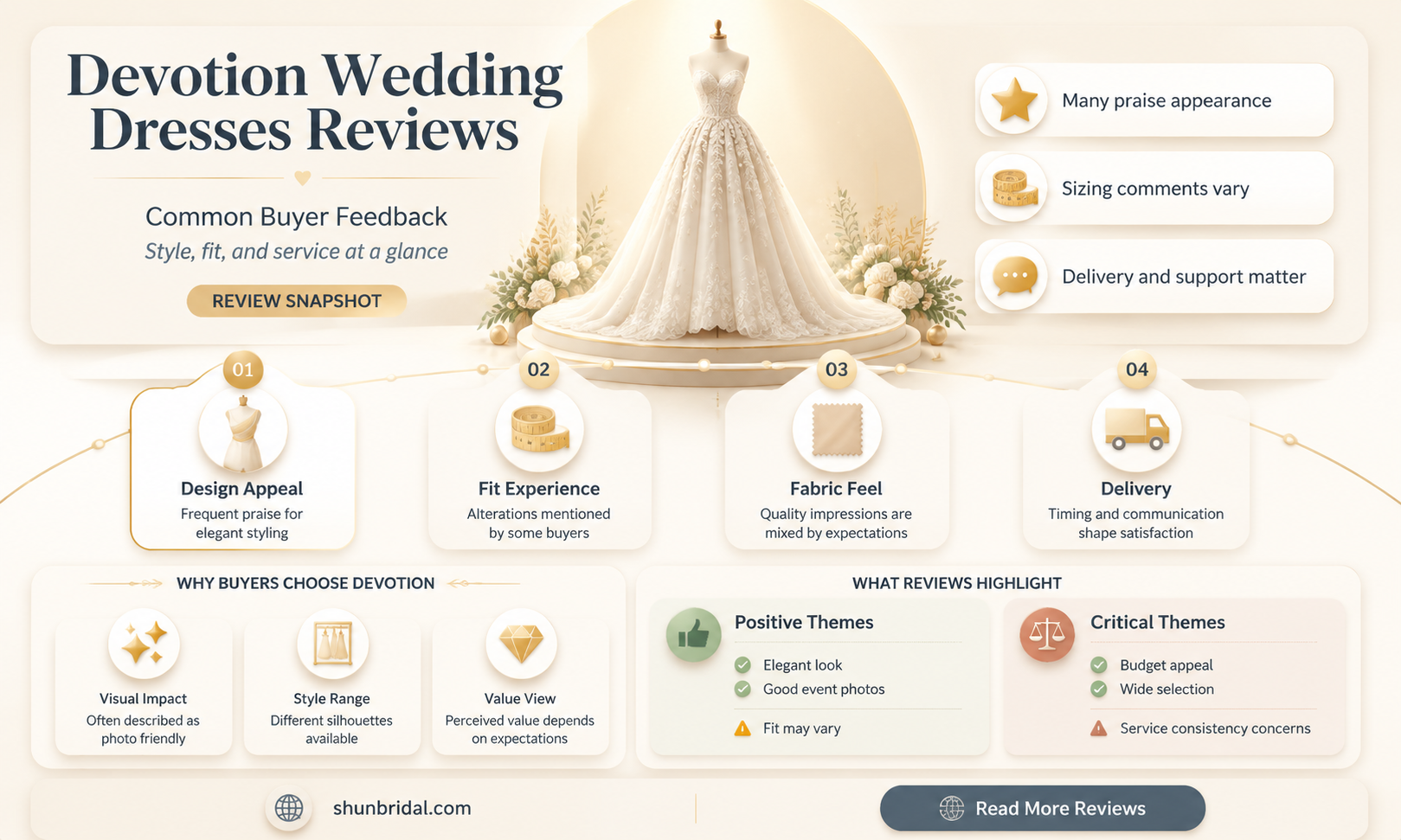 are there any reviews on devotion wedding dresses