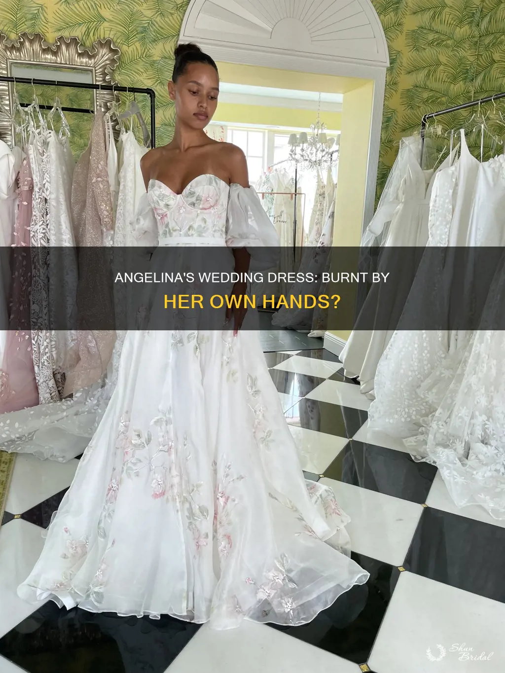 did angelina really burn her wedding dress