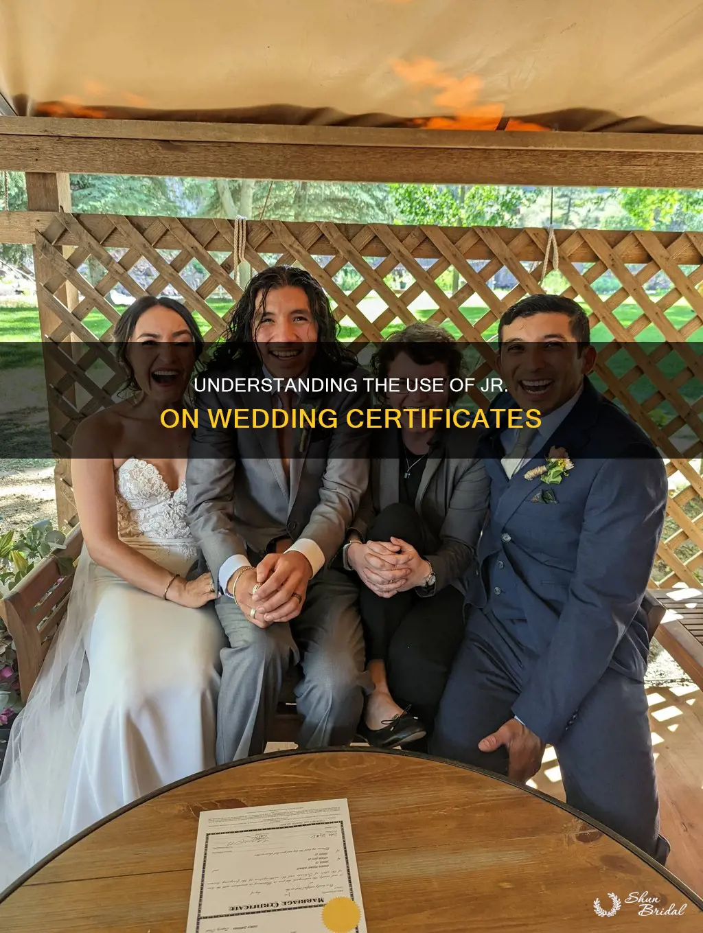 do I have to put jr on wedding certificate