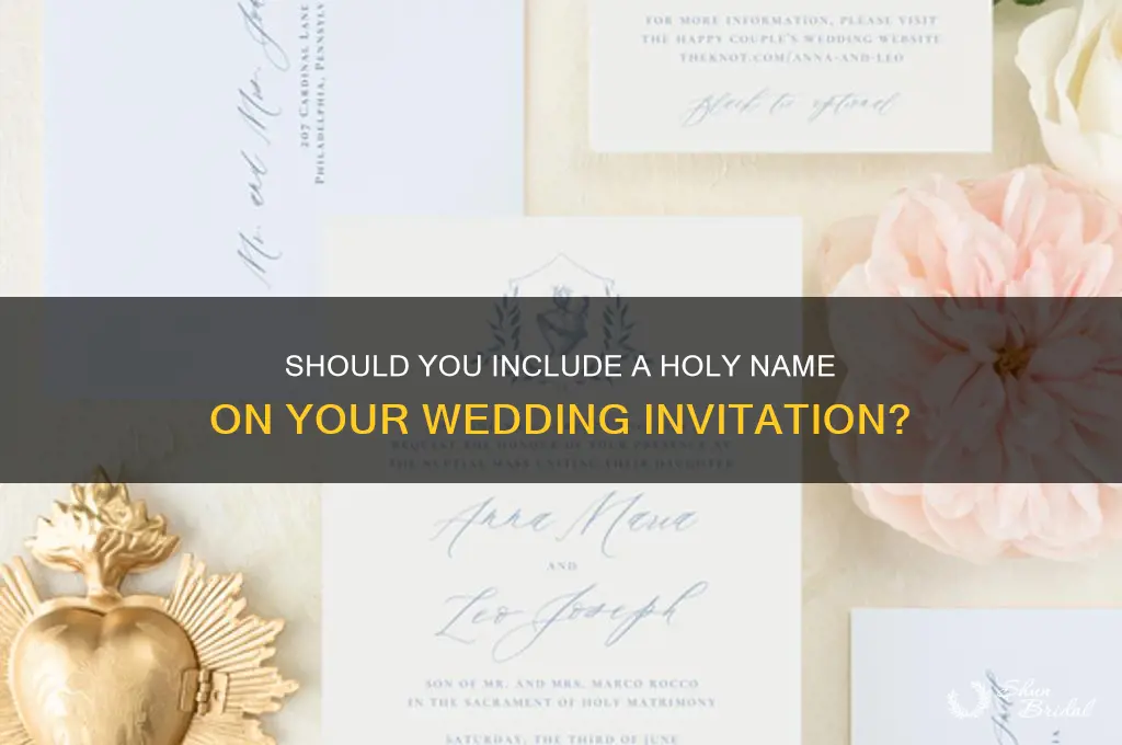do I put holy name on wedding card