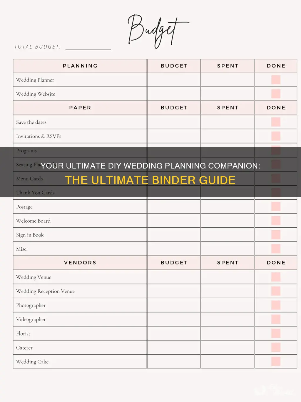 do it yourself wedding planning binder