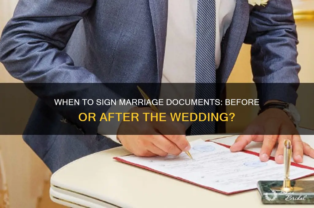 do people sign marrige documents before or after wedding