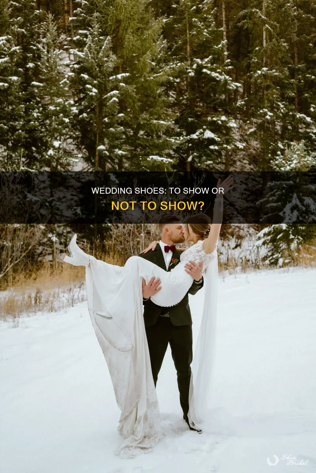 do shoes peak through dress wedding