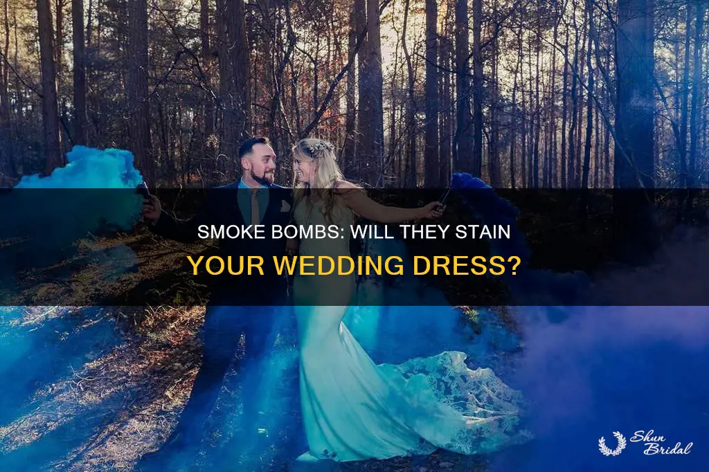 do smoke bombs stain wedding dress