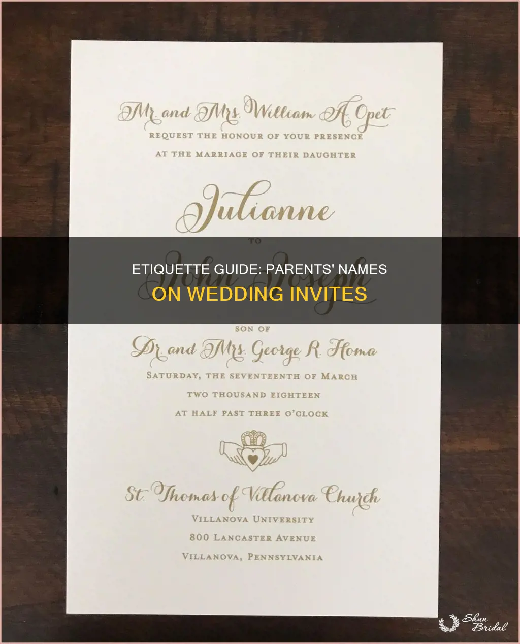 do they not put parents names on wedding invitations