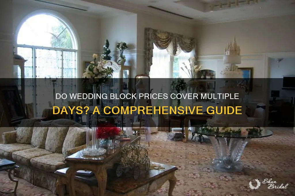 do wedding block prices span multiple days