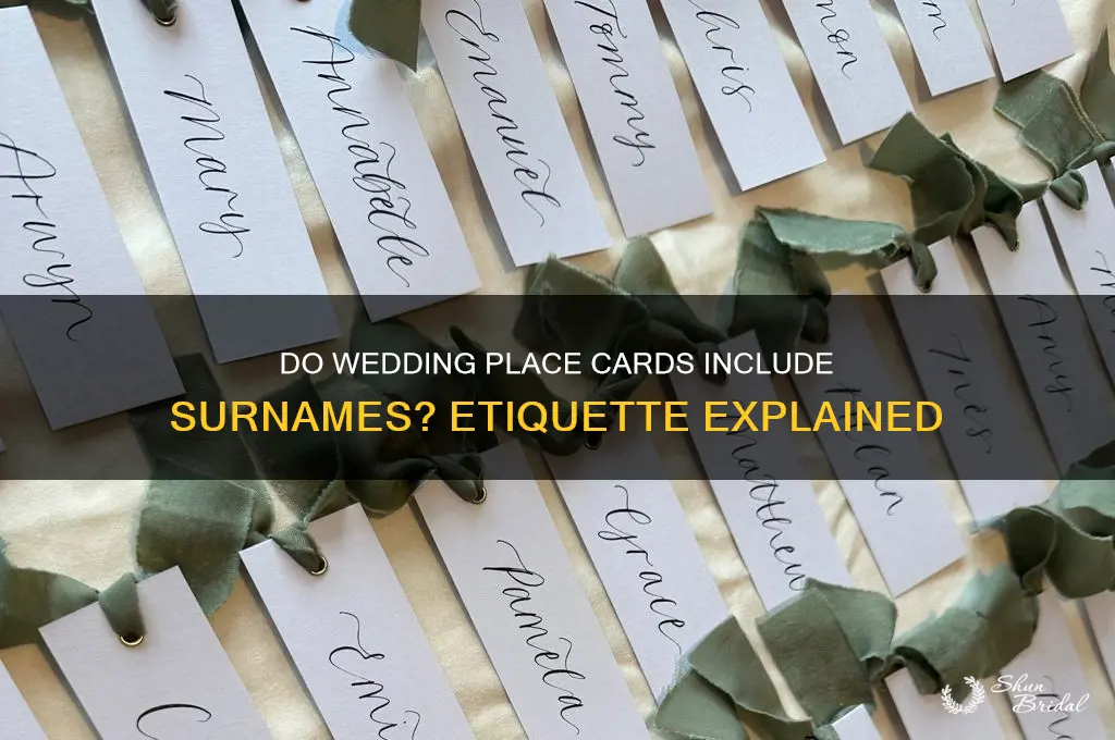 do wedding place cards have surnames