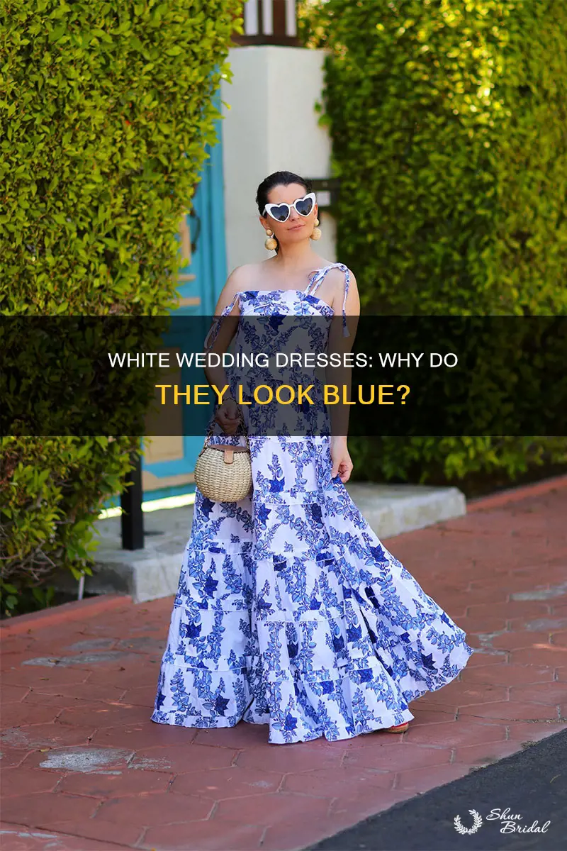 do white wedding dresses look blue