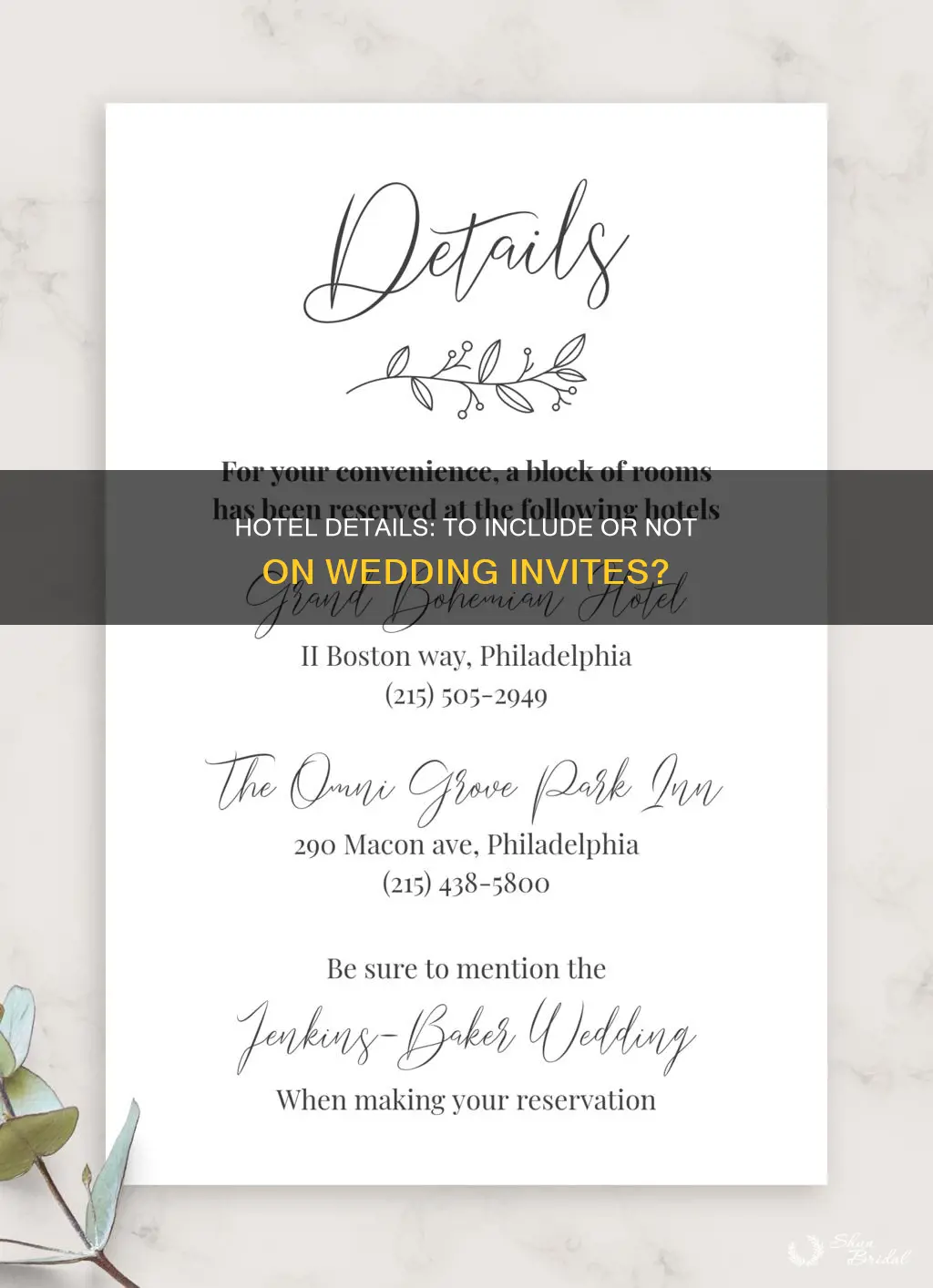 do you include hotel information wedding invitation