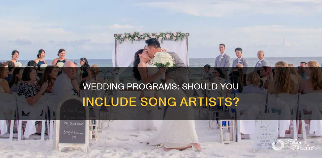do you list song artist on wedding program