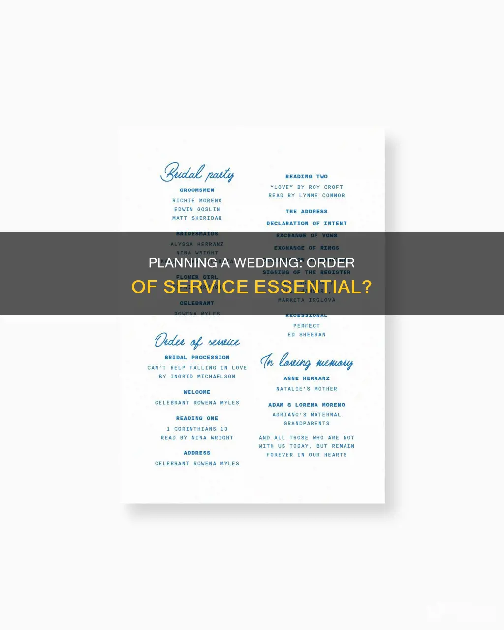 do you need an order of service for a wedding