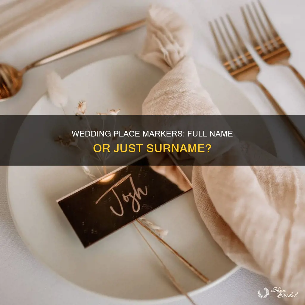 do you put someons full name on wedding place marker