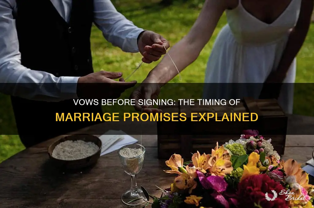 do you say vows before signing marriage